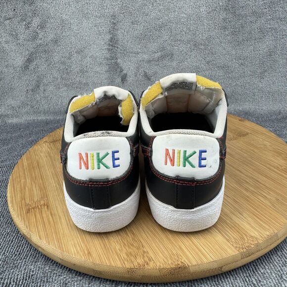 Nike Blazer Low 77 Shoes Womens Size 7.5 Black Leather Rainbow Stitch DJ6000-001 - Picture 4 of 9